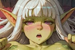 1girls ai_generated bellani_(scorpianpp) female goblin goblin_female green_skin humanoid humanoid_female long_hair original_character pink_eyes pointy_ears scorpianpp self_upload short shortstack stable_diffusion straight_hair white_hair