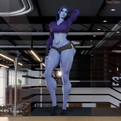 1girls 3d abs amelie_lacroix ass big_ass big_breasts black_fingernails black_nails black_thong blizzard_entertainment blue_hair elbow_sleeve female female_only fit fit_female gym looking_at_viewer muscular muscular_female muscular_thighs oiled oiled_skin oily overwatch overwatch_2 ponytail purple-skinned_female purple_skin shorts solo solo_female tattoo tattoo_on_stomach thick_thighs thunder_thighs vonsvaigen wide_hips widowmaker yellow_eyes