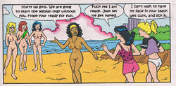 6+girls 6girls archie_comics beach betty_and_veronica betty_cooper black_hair blonde_hair breasts clothed_female_nude_female dark-skinned_female dark_skin dildo female female_only human multiple_girls nancy_woods nude orgy pussy sex_toy veronica_lodge yuri