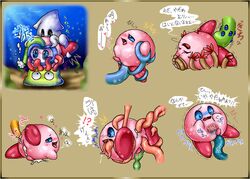 anal anal_insertion bondage box_xod collection disembodied_penis egg_implantation fear gay genital_slit glunk japanese_text kirby kirby_(series) kurobedamu male multiple_boys oviposition shocked squid squishy stomach_bulge tapering_penis tentacle tentacles tickle_torture tickling translation_request underwater