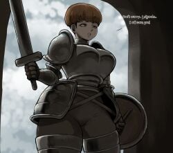 1girls big_breasts breasts busty curvaceous curvy curvy_body curvy_female curvy_figure d'arce d'arce_(fear_and_hunger) fear_and_hunger female female_knight huge_breasts knight large_breasts pulpawoelbo shield short_hair sword voluptuous