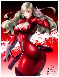 1girls ann_takamaki ass atlus breasts dark-sq7 female female_only gloves persona persona_5 phantom_thief_suit pin-up pin_up solo