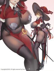 1girls bodysuit elbow_gloves elf high_heel_boots original pelvic_curtain skindentation solo suerte tagme thick_thighs wide_hips witch_hat