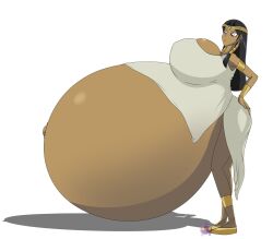 belly big_belly big_breasts breasts dark-skinned_female dark_skin egyptian egyptian_female enormous_breasts female hand_on_hip huge_belly huge_breasts hyper_belly hyper_pregnancy ishizu_ishtar isis_ishtar middle_eastern middle_eastern_female nipple_bulge pregnant voluptuous wakingslime yu-gi-oh!