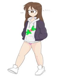 brown_eyes brown_hair emirichu forgot_pants hoodie karlometer no_pants oblivious panties pink_panties tagme unaware youtube youtuber