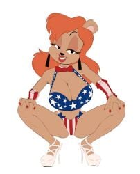 1girls american_flag american_flag_bikini anthro bikini busty fur furry heels high_heels hourglass_figure julie_bruin large_breasts looking_at_viewer looney_tunes pinup pose posing saran-rape smile smiling smiling_at_viewer solo solo_female spread_knees spread_legs spreading spreading_legs squat squatting squatting_position tagme tiny_toon_adventures warner_brothers wide_hips