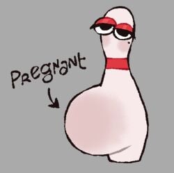 arrow big_belly blush bowling bowling_pin color colored english english_text eyelashes female female_only fuckable_pin funny meme mole_under_eye no_context object pregnant pregnant_belly pregnant_female solo solo_female text twitter_link wyer_bowling