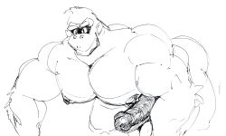 anthro balls bara big_balls big_penis bobert boner donkey_kong donkey_kong_(series) donkey_kong_country erection furry gay gorilla male male_only monochrome muscles muscular nintendo penis sketch solo solo_male