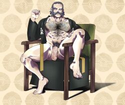 1boy abs balls ballsack bara barabroz body_hair facial_hair flaccid foreskin gay grey_hair hairy hairy_male human intact kamado_(pokemon) male male_nipples male_only male_pubic_hair manly masculine mature_male muscles muscular_male mustache nintendo npc_trainer pecs penis pokemon pokemon_legends:_arceus scrotum semi-erect solo spreading testicles uncut unretracted_foreskin veiny_penis