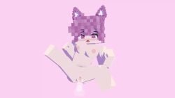 1girls 3d animated mine-imator minecraft mizuki_(mymizukid) naked pink_background pink_ears pink_eyes pink_hair sex sound tagme video white_body