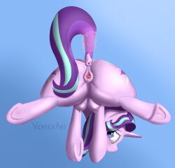 absurd_res anus ass clitoral_winking clitoris crotch_breasts crotchboobs cutie_mark equid equine female feral friendship_is_magic genitals hanging_by_tail hi_res hooves horn horse magic mammal my_little_pony pony pussy starlight_glimmer starlight_glimmer_(mlp) underhoof unicorn vertex