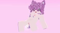 1girls 3d animated mine-imator minecraft mizuki_(mymizukid) mymizukid naked pink_background pink_ears pink_eyes pink_hair sex sound tagme video white_body