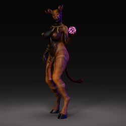 1:1 3d_(artwork) animal_genitalia animal_penis anthro arm_bent arm_markings arm_stripes big_breasts big_penis black_body black_breasts black_fur black_hooves bovid bovine bovine_ears breasts brown_body brown_fur chest_markings cloven_hooves curled_horns digital_media_(artwork) earthclan3d equine_penis facial_piercing flaccid fur futanari genitals glowing_orb gynomorph hi_res hooves hybrid intersex magic magic_user mammal markings medial_ring multicolored_body multicolored_fur navel nipples nose_piercing nose_ring nude orange_nipples penis piercing pink_penis red_eyes salem_(earthclan) scorpion_tail solo splayed_fingers spots standing stinger three-quarter_view two_tone_body two_tone_fur wide_hips wide_stance