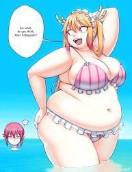 ... 2018 2girls bbw belly better_with_salt big_breasts bikini breasts chubby chubby_female cleavage dialogue duo duo_focus english english_text fat female female_focus female_only glasses huge_breasts kobayashi large_breasts looking_at_another looking_back miss_kobayashi's_dragon_maid obese_female ocean overweight overweight_female speech_bubble swimsuit text thick_thighs thighs tohru_(dragon_maid) tummy two_tone_hair yellow_eyes