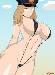 1girls big_breasts bikini breasts camie_utsushimi diyunk edit female_only hat long_hair looking_at_viewer my_hero_academia shiketsu_high_school_cap sling_bikini solo swimsuit