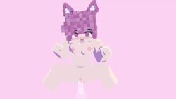 1girls 3d animated mine-imator minecraft mizuki_(mymizukid) mymizukid naked pink_background pink_ears pink_eyes pink_hair sex sound tagme video white_body