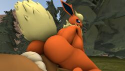 1boy 1girls 3d 3d_(artwork) ass eevee eeveelution facesitting featureless_breasts female flareon furry male male/female pokemon pokemon_(species) skulltronprime969 source_filmmaker tagme