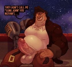 bara big_balls big_penis chubby_male daddy dilf disney erection john_silver_(treasure_planet) k_jukesnsfw kidde_jukes long_john_silver male male_only musclegut muscles muscular_arms pirate treasure_planet