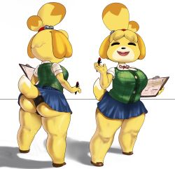 1girls animal_crossing animal_crossing_new_leaf anthro ass big_ass big_breasts big_butt bigatomics blacked blacked_clothing breasts canid canine canis closed_eyes clothing female female_only fur furry furry_only hi_res isabelle_(animal_crossing) nintendo penis_size_comparison queen_of_spades shortstack solo source_request standing tail thick_thighs thighs thong upskirt whale_tail year_request