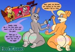 2016 anthro areola ass big_breasts big_butt blu3danny bonnie_hopps breasts canine clothing crossover dialogue disney easter english_text erect_nipples female fox group holidays huge_breasts huge_butt judy_hopps lagomorph large_breasts looney_tunes male mammal mature_female milf nick_wilde nipples nude patricia_bunny rabbit text the_looney_tunes_show warner_brothers zootopia