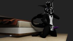 anthro blender_(software) fur genitals hi_res humanoid kelex male nardoragon penis purple_penis solo vrchat white_body white_fur