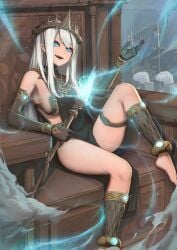 1girls 2022 elden_ring female female_only fromsoftware legs_spread legs_up light-skinned_female manserpent tarnished white_hair x.x