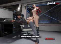 1futa 1girls 3d ass balls big_ass big_breasts big_penis blender breasts dark-skinned_female dark_skin dialogue doctor_slone erection female fortnite futa_on_female futadom futanari ghoulishxxx interracial kor_(fortnite) looking_at_partner nipples nude pale-skinned_futanari pale_skin text thighhighs thong watermark