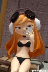 beanie bikini bra choker freckles goggles headphones headwear human_meggy lingerie meggy_spletzer orange_hair panties picture red_hair selfie smartphone smg4 underwear white_inkist