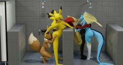 3d 3d_(artwork) absurd_res anthro ass black_body black_fur blender_(software) blender_eevee blue_body breasts brown_body brown_fur butt_grab copi_cat_(artist) crouching cunnilingus delphox digital_media_(artwork) drain eevee eeveelution female female/female fin floor fur generation_1_pokemon generation_4_pokemon generation_6_pokemon grabbing_wall group hand_on_butt hi_res holding_head huge_filesize hybrid kiss_on_lips kissing licking looking_back looking_down looking_pleasured lopunny low_wall nintendo nipple_piercing nipples oral piercing pikachu pokemon pokemon_(species) public public_nudity public_sex public_shower red_body red_fur sex shower shower_head shower_sex spread_butt spread_legs spreading standing tail tail_fin tile tile_floor tile_wall tongue tongue_out vaginal_penetration vaporeon vaporunny wall_(structure) wrapped_arms yellow_body yellow_fur