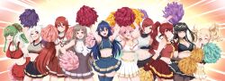 6+girls 9girls absurdres adapted_costume alternate_costume anna_(fire_emblem) anna_(fire_emblem_awakening) armpits arms_up black_hair blonde_hair blue_eyes blue_hair braid breasts brown_eyes brown_hair cheerleader cherche_(fire_emblem) cordelia_(fire_emblem) crop_top female female_only finger_to_mouth fingerless_gloves fire_emblem fire_emblem_awakening flat_chest gloves green_eyes green_hair grey_eyes hair_ornament highres large_breasts lissa_(fire_emblem) long_hair lucina_(fire_emblem) midriff miniskirt multiple_girls nintendo olivia_(fire_emblem) one_eye_closed pink_hair pom_pom_(cheerleading) ponytail purple_eyes red_eyes red_hair robin_(fire_emblem) robin_(fire_emblem)_(female) seityr skirt sleeveless smile sumia_(fire_emblem) take_your_pick tharja_(fire_emblem) thighhighs tiki_(adult)_(fire_emblem) tiki_(fire_emblem) twintails white_hair