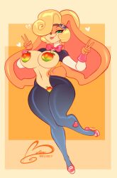 1girls belise7 breasts bunny_ears bunny_girl coco_bandicoot crash_(series) pasties reverse_bunnysuit