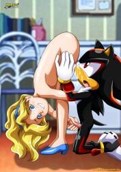 1boy 1girls 69 bbmbbf cum_on_face femcum_on_face furry human male maria_robotnik mobius_unleashed palcomix pussy_juice_on_face sega shadow_the_hedgehog sonic_(series) sonic_the_hedgehog_(series) sonic_x standing_69