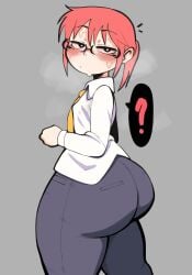 1girls ass blush confused confused_look dumpiwumpi_(artist) female female_only fog foggy glasses huge_ass kobayashi miss_kobayashi's_dragon_maid office_clothing office_lady red_hair solo suit sweat sweatdrop sweating tie