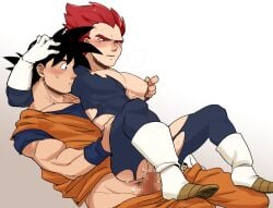 2boys :o anal ass bangs bara black_hair blue_bodysuit blur_censor blush bodysuit boner boots censored clothed_sex clothes_pull dougi dragon_ball dragon_ball_super erection gay gloves konovi_yee large_pectorals male male/male male_focus male_only multiple_boys muscular muscular_male nipple_tweak nipples nude on_person pants pants_pull pectorals penis red_eyes red_hair saiyan sex short_hair sitting sitting_on_person son_goku spiked_hair super_saiyan super_saiyan_god torn_bodysuit torn_clothes vegeta white_gloves wristband yaoi