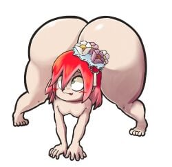 1girls alternate_version_available ass ass_up bent_over big_ass blush feet female female_only flower flower_in_hair green_eyes huge_ass level-5 lotikmac naked nipples nude nude_female red_hair small_breasts solo solo_female thick_ass thick_thighs tsubaki-hime yo-kai_watch youkai youkai_watch yōkai