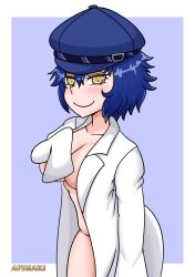 afimaki atlus blue_hair breasts female female_only hat looking_at_viewer persona persona_4 shadow_naoto short_hair solo