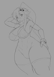 1girls big_breasts grey_background greyscale monochrome solo solo_female solo_focus starykrow tengen_toppa_gurren_lagann wide_hips yoko_littner