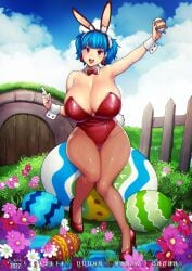 1girls 2022 animal_ear_fluff animal_ears april april_(month) arm_up armpits bangs bare_shoulders black_legwear blue_hair blue_sky blunt_bangs blush blushing_at_viewer bow bowtie breasts bursting_breasts busty calendar_(medium) cleavage clouds cloudy_sky curvaceous detached_collar door earrings easter easter_egg egg enormous_breasts errorkazoo eyebrows_visible_through_hair fake_animal_ears female female_only fence fingernails fishnet_legwear fishnet_stockings fishnets flower full_body full_cleavage fully_clothed grass hair_ornament hi_res high_heel_shoes high_heels high_resolution highres holding holding_egg holding_marker holding_object hourglass_figure huge_breasts huge_egg jewelry leotard looking_at_viewer marker massive_breasts open_mouth original original_character outdoors overflowing_breasts painted playboy_bunny playboy_bunny_leotard rabbit_ears red_bow red_bowtie red_earrings red_eyes red_footwear red_high_heels red_leotard red_shoes rina_atherina rina_atherina_(errorkazoo) short_hair sitting sky smile smiling_at_viewer solo teeth text top_heavy_breasts twintails upper_teeth voluptuous water wrist_cuffs