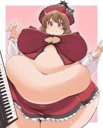 1girls 2020 bbw belly big_breasts breasts brown_eyes brown_hair chubby chubby_female female female_focus hips huge_belly huge_breasts kurocaze large_breasts lyrica_prismriver matching_hair/eyes morbidly_obese overweight overweight_female piano plump short_hair solo solo_female solo_focus thick_thighs thighs touhou wide_hips