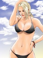 1girls bikini blonde_hair breasts cleavage female female_only namco nina_williams tekken tekken_1 tekken_2 tekken_3 tekken_7