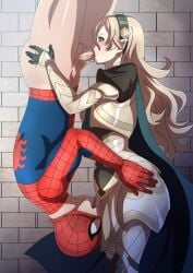 1boy 1girls 69 artist_request blowjob corrin_(fire_emblem) corrin_(fire_emblem)_(female) crossover eastern_and_western_character fellatio fire_emblem fire_emblem_fates long_hair marvel marvel_comics nintendo source_request spider-man spider-man_(series) spider-man_blowjob spider-man_upside-down_kiss spider_blowjob spider_kiss straight_hair upside-down upside_down upside_down_fellatio vertical_69