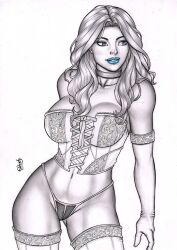 curvy curvy_female elberty_(artist) emma_frost female female_only lingerie marvel marvel_comics white_queen x-men