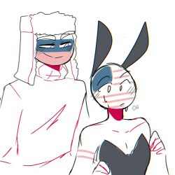 before_sex bunny_suit countryhumans crossdressing russia_(countryhumans) united_states_of_america_(countryhumans)