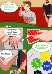 1boy 1girls asianification big_breasts brazencrash bunnysuit color english_text gender_transformation male_to_female mtf_transformation poker poker_chip race_swap red_nails rule_63 text text_bubble transformation