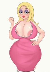 american_dad big_boobs blonde_female blonde_hair cleavage eevilish francine_smith hourglass_figure lipstick looking_at_viewer milf simple_background white_background wide_hips