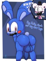 animatronic balls big_ass big_penis bunny femboy five_nights_at_freddy's five_nights_at_freddy's:_sister_location funtime_freddy_(fnafsl) gay male male_only pink_eyes puppet_bonnie_(fnafsl) scottgames surprised tagme