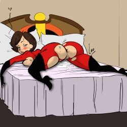 1girls anus ass bed big_ass big_breasts breasts busty disney edit elastigirl exhausted female female_focus female_only helen_parr hourglass_figure laz_(madefromlazers) milf passed_out pixar pussy pussy_juice risenhentaidemon smooth_skin solo tagme the_incredibles torn_clothing wide_hips