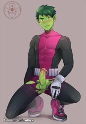 1boy balls beast_boy boner clothed clothing dc dc_comics erection garfield_logan gay green_skin male male_only mothyx penis presenting presenting_anus presenting_penis ripped_clothing solo solo_male spread_legs teen_titans