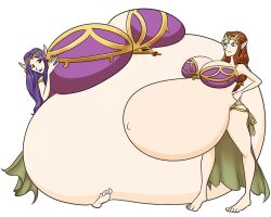 2girls a_link_between_worlds belly big_belly big_breasts breasts enormous_belly enormous_breasts female huge_belly huge_breasts hyper_pregnancy morbidly_obese overweight_female pregnancy pregnant princess_hilda princess_zelda riddleaugust the_legend_of_zelda twilight_princess zelda_(twilight_princess)