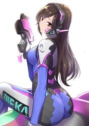 1girls ass ass_focus blizzard_entertainment clash_kuro_neko d.va female female_only light-skinned_female overwatch tight_clothing zero_suit